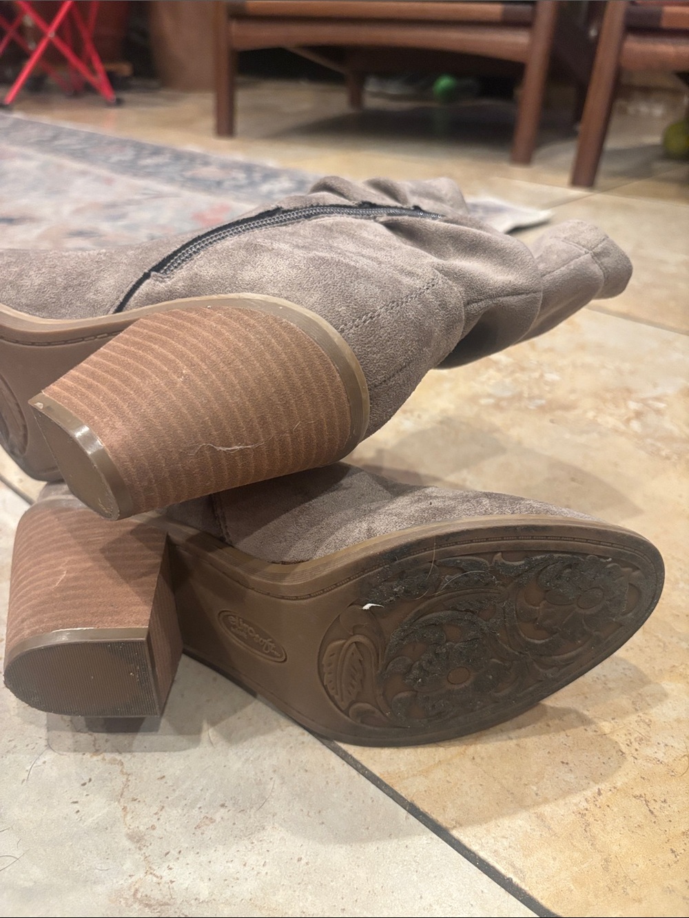 Euro Style  Women's Taupe Suede Mid-Calf Slouch Boot with Side Zip size 7..5 - Picture 8 of 14